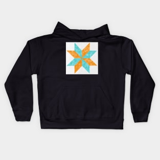 Annie Orange and Teal Quilt Star Watercolor Kids Hoodie